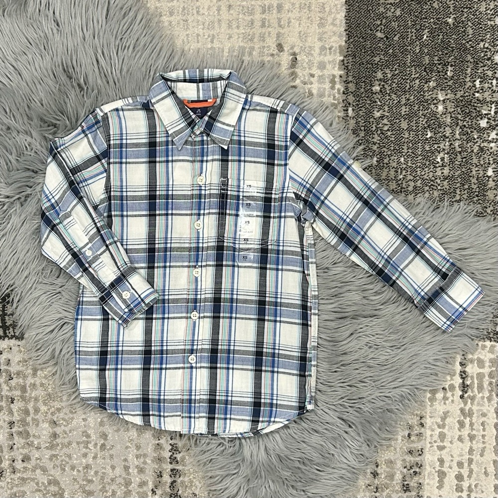 GAP‎ Boys Multi-Color Plaid Button Up Top Size XS (4-5) NWT